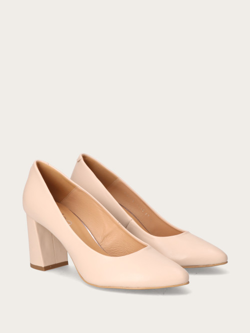  Beżowe - licowe czółenko na słupku