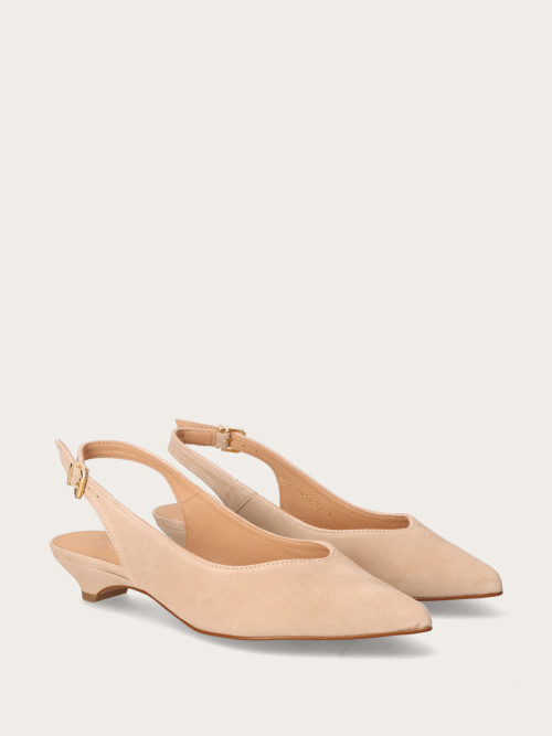  Beżowe zamszowe czółenko bez pięty