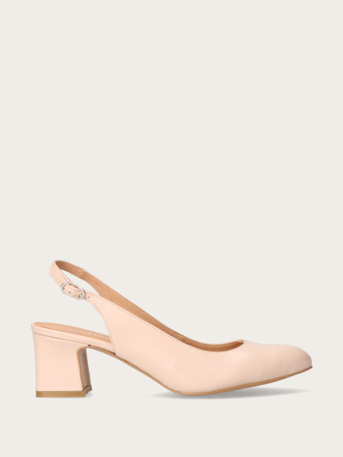 Beżowy sandał na słupku bez pięty