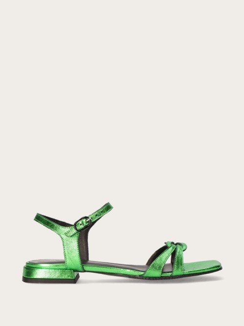 Zielone metaliczne sandały